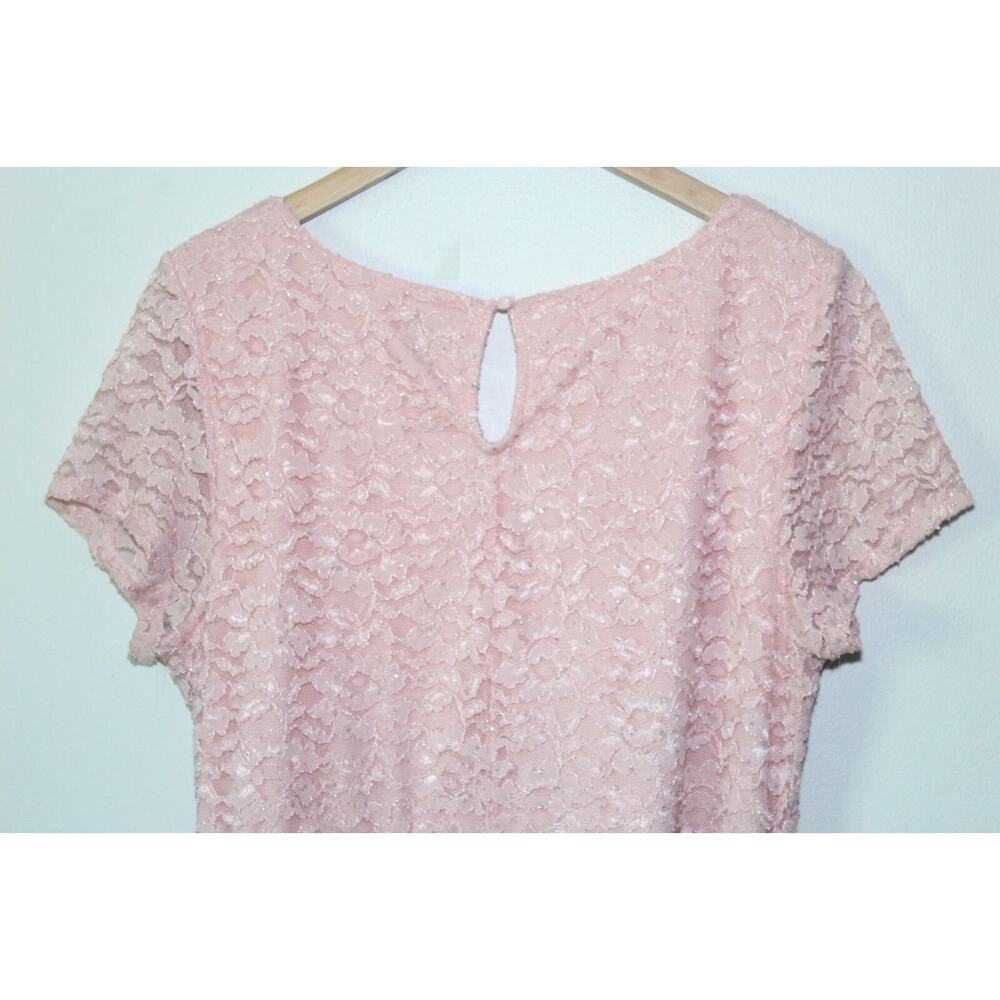 Torrid Sparkle Lace Skater Dress Belted V-Neck Pink Plus Size 2 2X *Read H13562 - Picture 10 of 16